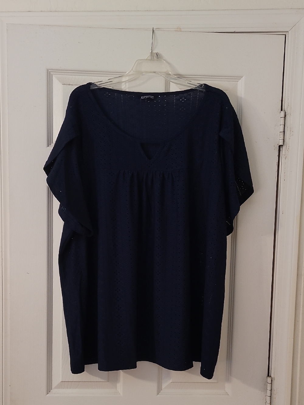 BloomChic Navy Eyelet Peasant Blouse